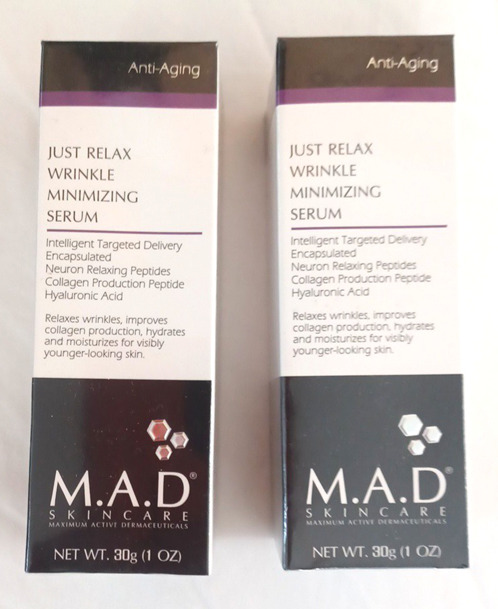 MAD 2 Skincare Just Relax Anti-Aging Wrinkle Minimizing Serum 1 fl oz NEW